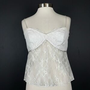 Abercrombie & Fitch Womens Coquette Soft Girl Y2K Romantic Cami Sz S Sheer Lace
